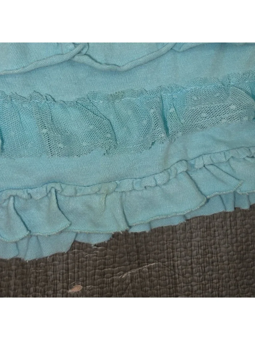 Girl's Justice Ruffled Lace Pull On Blue Skirt 100% Cotton Size 8 Shorts Under